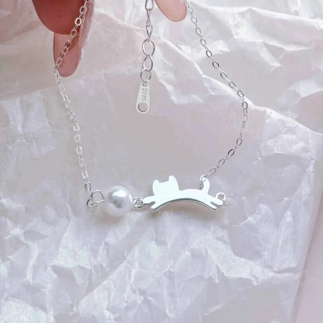 "Playful Kitty" 925 Sterling Silver Bracelet - Cute, Simple, and Elegant (Copy)