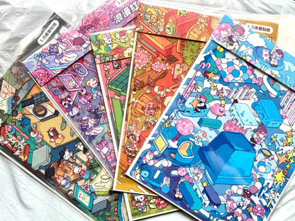 Plus Fairy Tale World 1.0 – 3D Miniature Sticker Scenes - 5 Theme Sets: Romantic Wine | Tea Fragrance | Coffee Time | Colorful Juice | Ball Machine