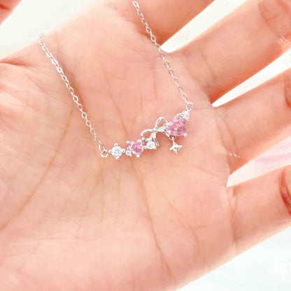 "Romantic Heartbeat" 925 Sterling Silver Pink Heart Bow Necklace – Delicate & Gift-Ready (Copy)