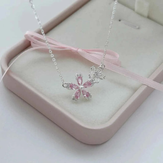 "Sakura Cheese" 925 Sterling Silver Floral Necklace – Sweet, Soft & Gift-Ready (Copy)