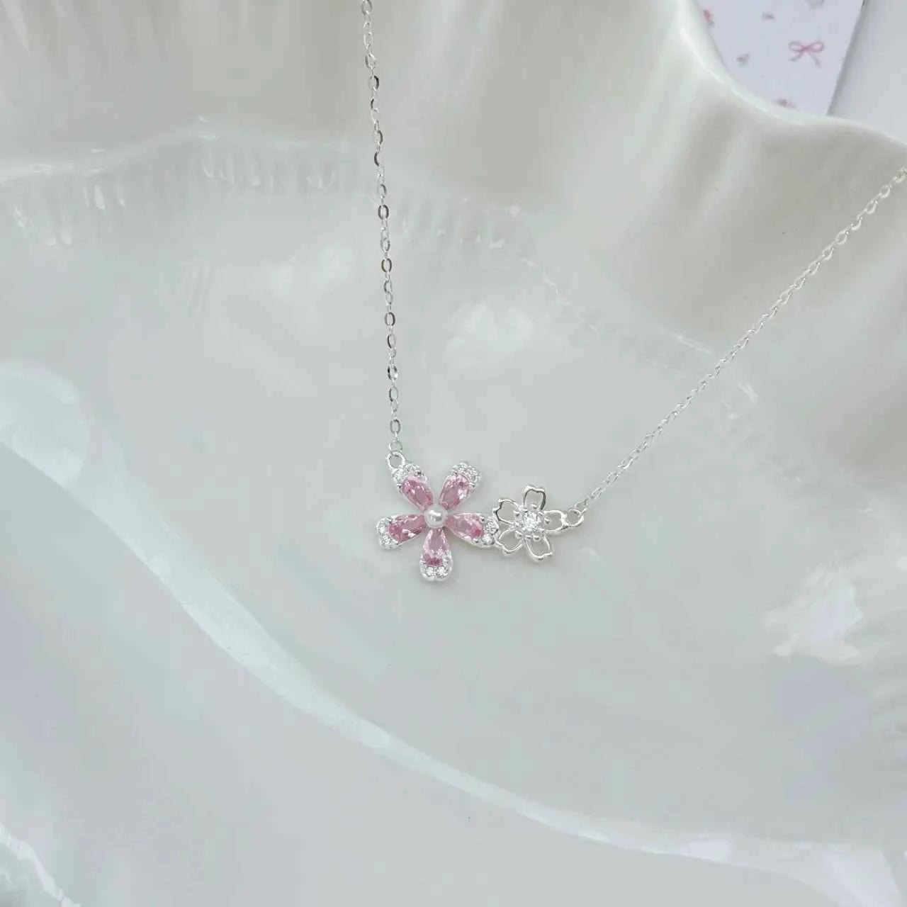 "Sakura Cheese" 925 Sterling Silver Floral Necklace – Sweet, Soft & Gift-Ready (Copy)