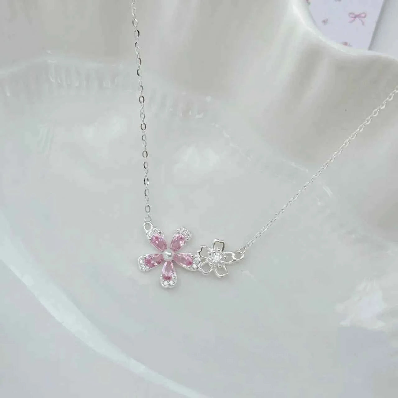 "Sakura Cheese" 925 Sterling Silver Floral Necklace – Sweet, Soft & Gift-Ready (Copy)