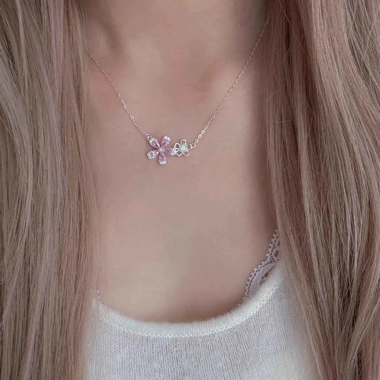 "Sakura Cheese" 925 Sterling Silver Floral Necklace – Sweet, Soft & Gift-Ready (Copy)