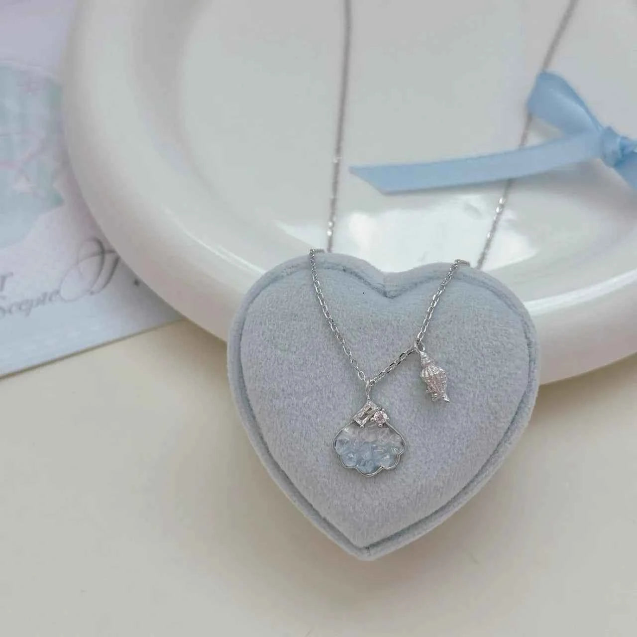 "Shattered Ice Elegance" 925 Sterling Silver Shell Necklace with Crystal - Cool, Chic, and Timeless
