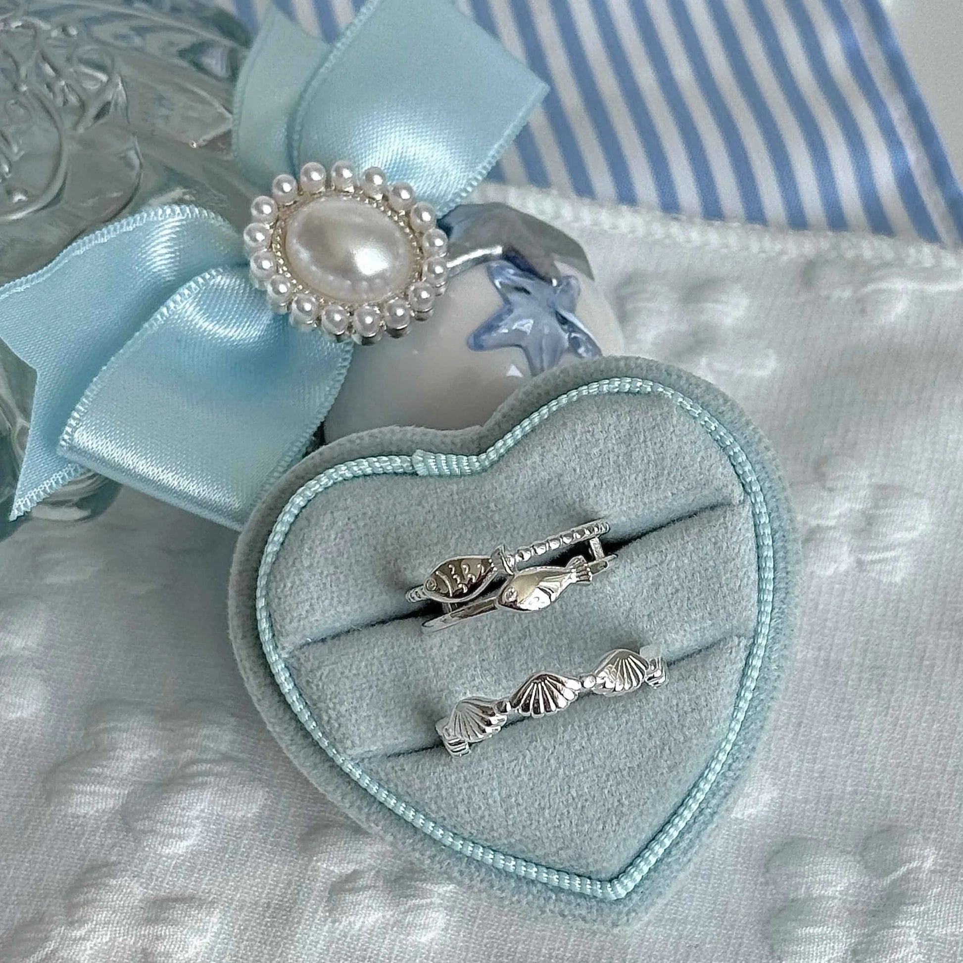 "Shell Fisherman's Island" 925 Sterling Silver Shell and Double Fish Ring - Unique and Charming (Copy)