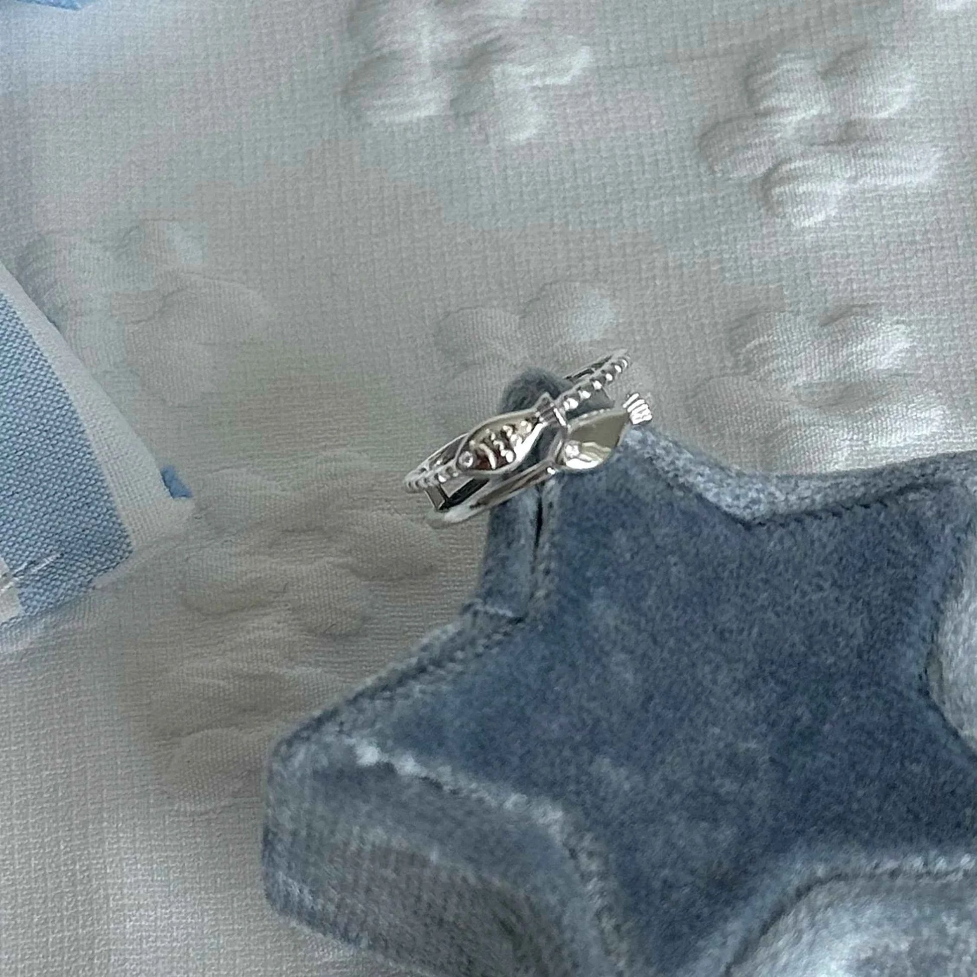 "Shell Fisherman's Island" 925 Sterling Silver Shell and Double Fish Ring - Unique and Charming (Copy)