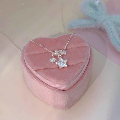 "Starry Ceiling" 925 Sterling Silver Star Charm Necklace - Dreamy and Sophisticated