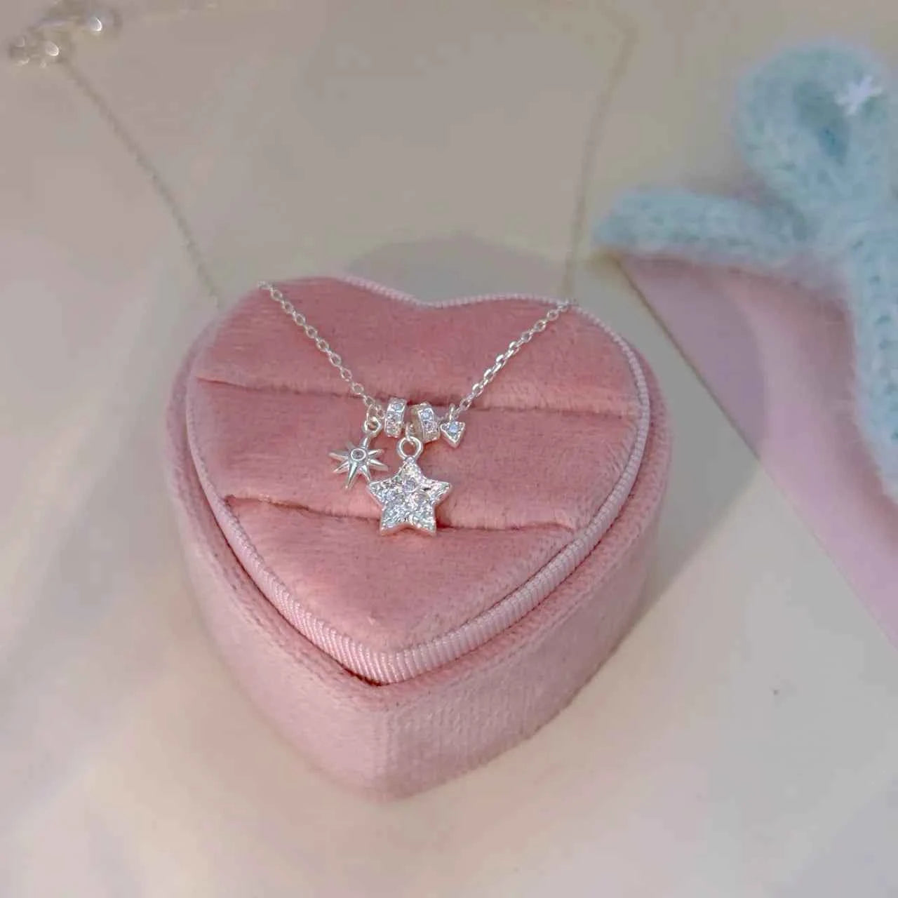 "Starry Ceiling" 925 Sterling Silver Star Charm Necklace - Dreamy and Sophisticated