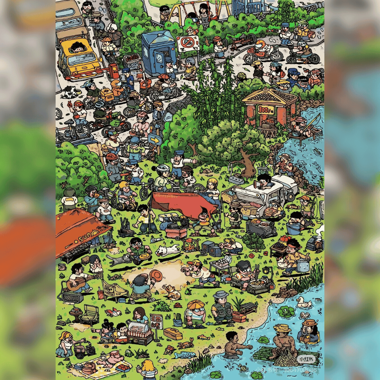 Summer Outdoor Party – Comic Style 3D Miniature Scene Sticker (Plus Size)