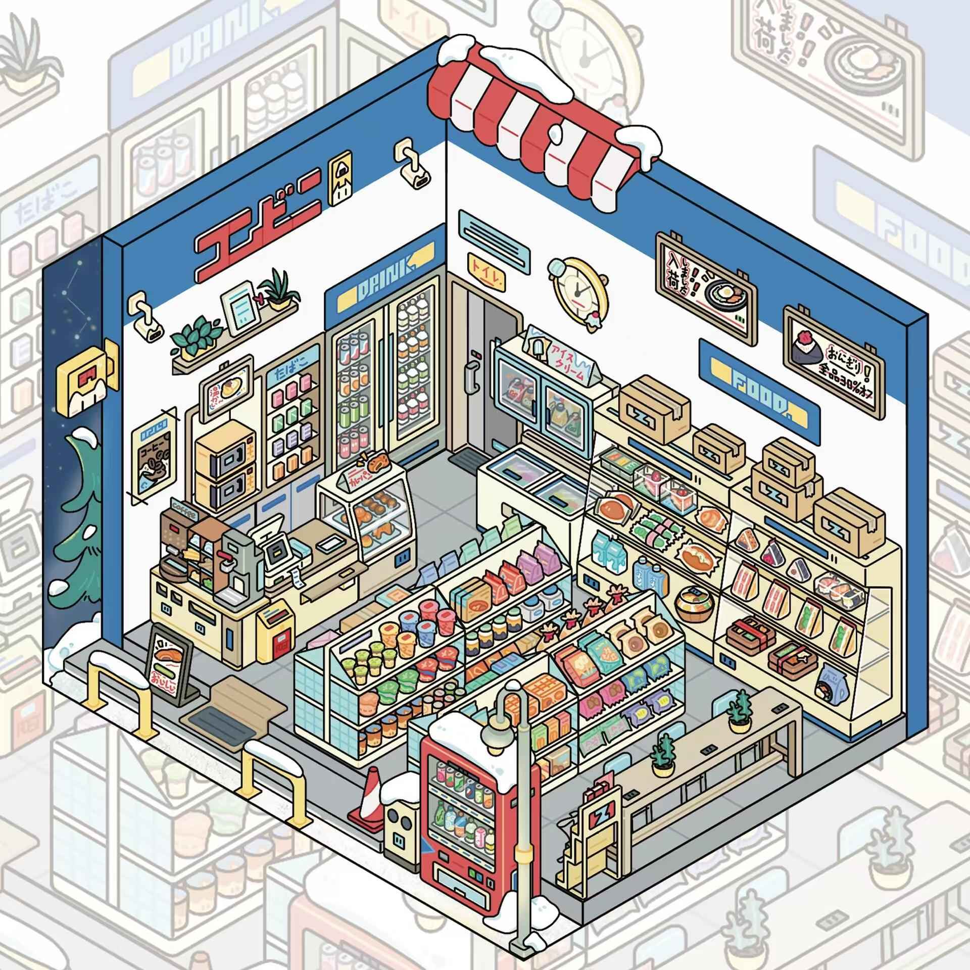 Travel Journal: Japan – 3D Miniature Scene Sticker – 4 Theme Sets: Convenience Store | Oden Shop | Manga House | Variety Store