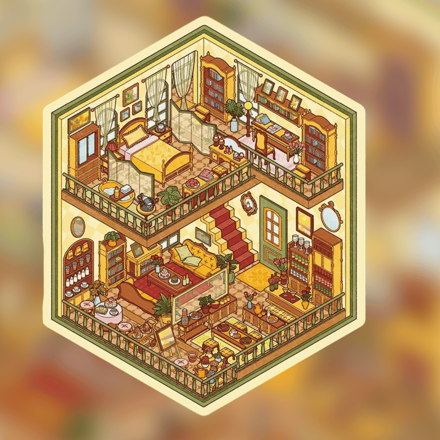 Two-Story Cottage – 3D Miniature Scene Stickers – 2 Theme Sets: French Cottage | Japanese Cottage - SNSEASY