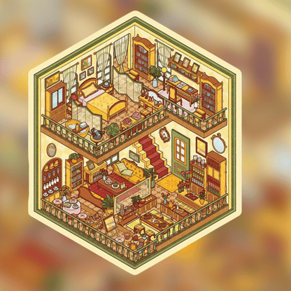 Two-Story Cottage – 3D Miniature Scene Stickers – 2 Theme Sets: French Cottage | Japanese Cottage - SNSEASY