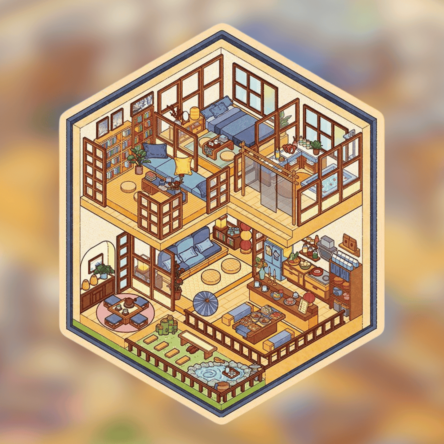 Two-Story Cottage – 3D Miniature Scene Stickers – 2 Theme Sets: French Cottage | Japanese Cottage - SNSEASY
