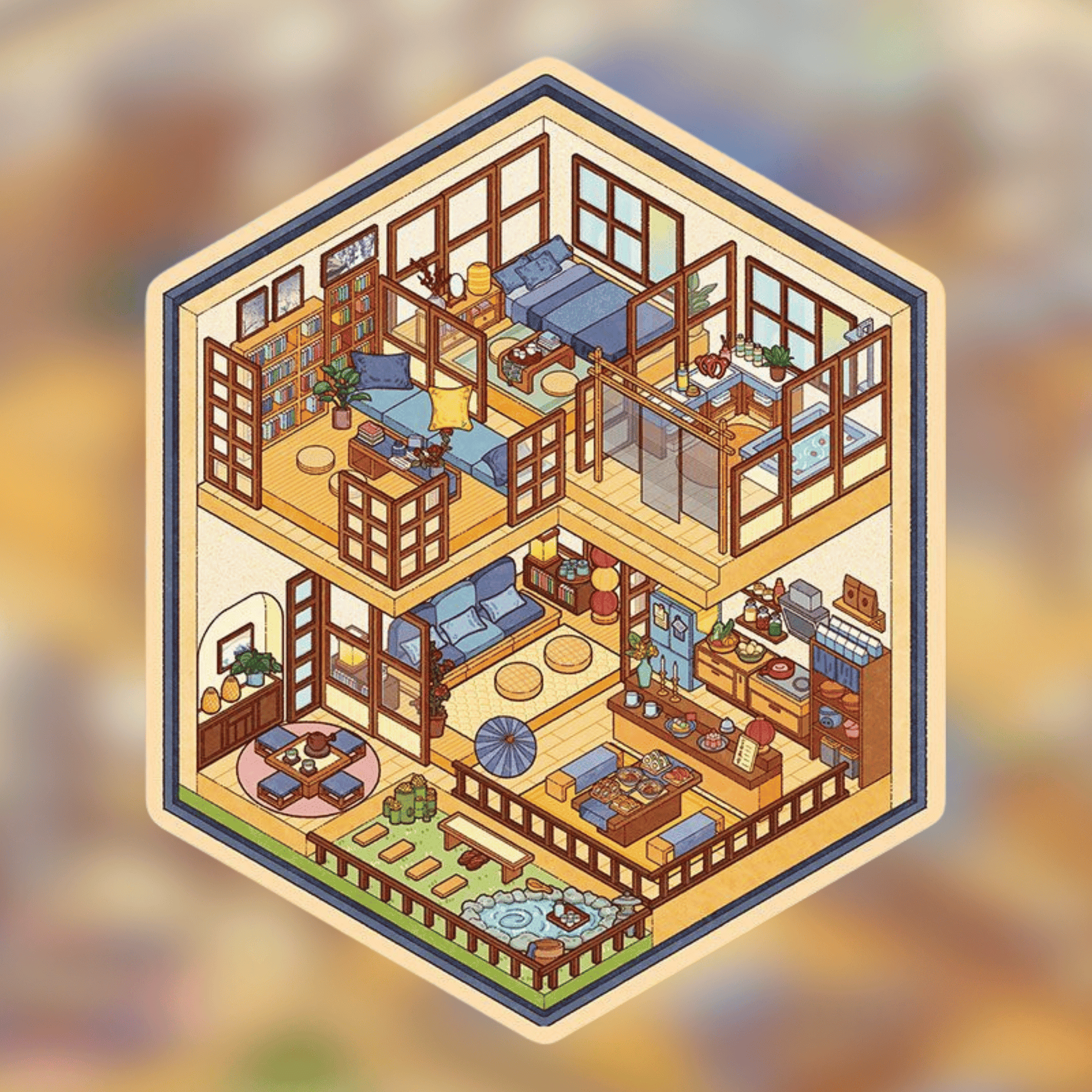 Two-Story Cottage – 3D Miniature Scene Stickers – 2 Theme Sets: French Cottage | Japanese Cottage - SNSEASY