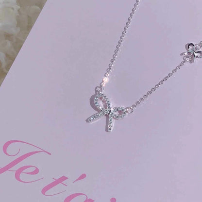 "Ultra-Glam Bow" 925 Sterling Silver Bow Necklace with 5A Zircon – Luxe, Dainty, Statement (Copy)
