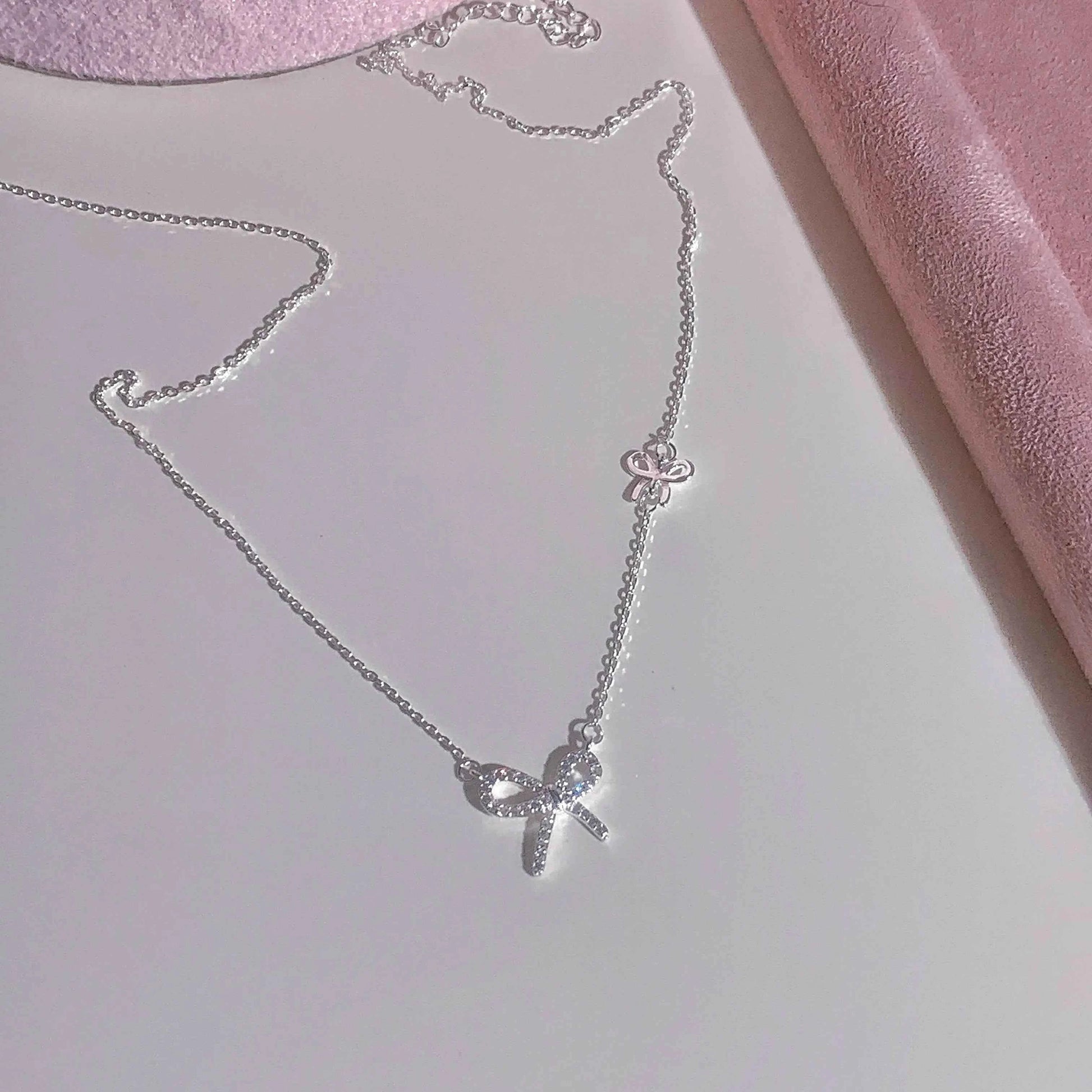 "Ultra-Glam Bow" 925 Sterling Silver Bow Necklace with 5A Zircon – Luxe, Dainty, Statement (Copy)