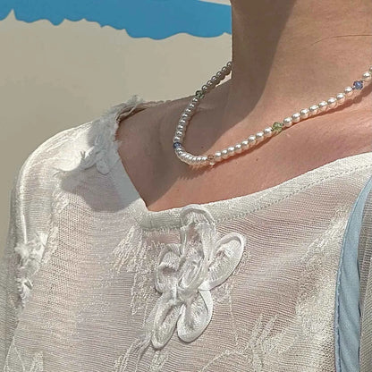 "Yingluo" 925 Sterling Silver Necklace with Pearls and Czech Beads - Unique and Gentle (Copy)