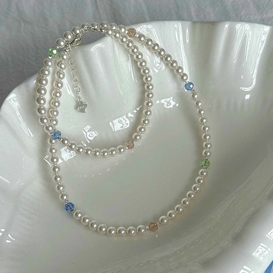 "Yingluo" 925 Sterling Silver Necklace with Pearls and Czech Beads - Unique and Gentle (Copy)