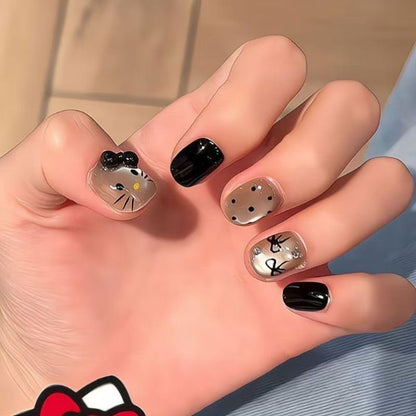 Black Kitty Hello Kitty Nail Art - Baby Square 14mm