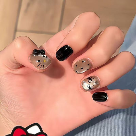 Black Kitty Hello Kitty Nail Art - Baby Square 14mm