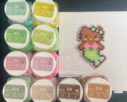 Ocean Sweetheart Twin Mermaid – Hello Kitty Keychain, Handmade Fuse Perler Bead