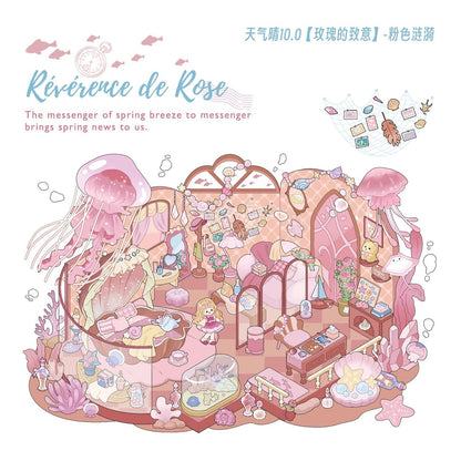 Crimson Rose – 3D Miniature Scene Stickers – 4 Theme Sets: Cat’s Perfume Shop | Princess’s Undersea Villa | Queen’s Treehouse | Postman’s Treehouse