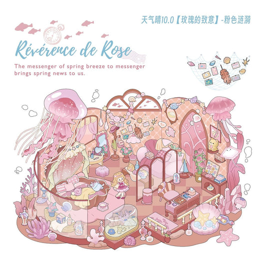Crimson Rose – 3D Miniature Scene Stickers – 4 Theme Sets: Cat’s Perfume Shop | Princess’s Undersea Villa | Queen’s Treehouse | Postman’s Treehouse